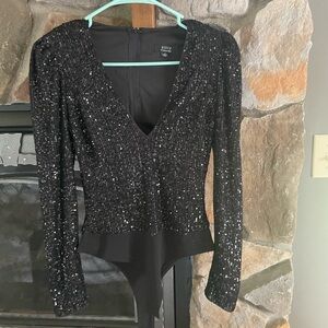 Privy Black Sequin Bodysuit